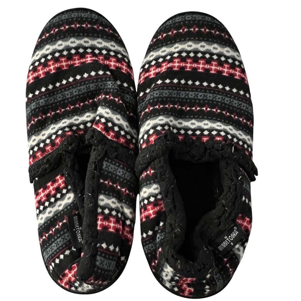 Minnetonka Womens Fair Isle Faux Fur Lined Slippers - Size 8-9